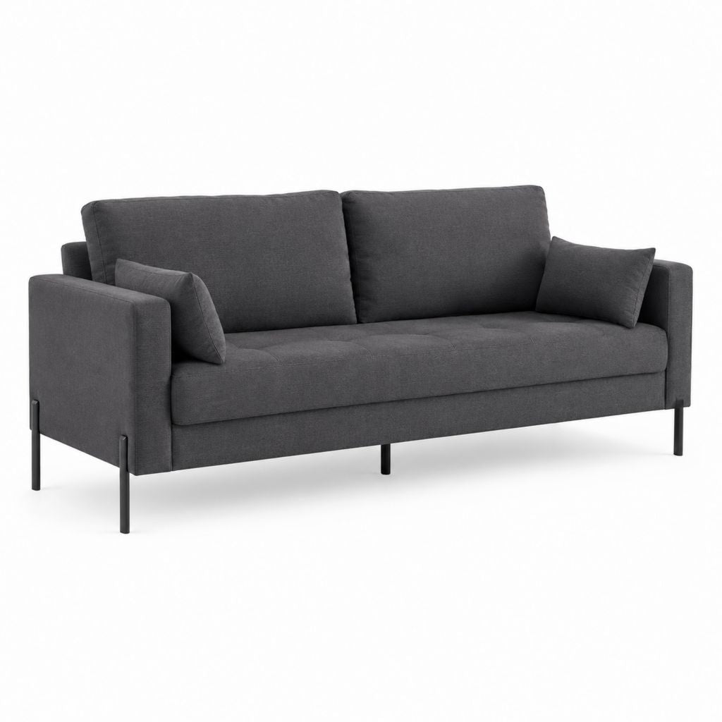 Canapé 2 places gris anthracite en polyester avec pieds en acier 180 x 82 x 84 cm