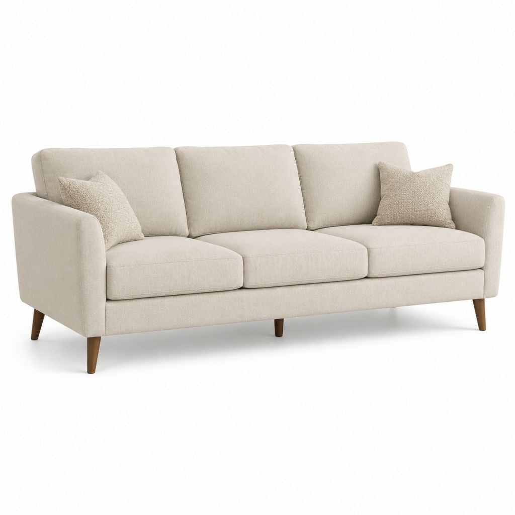 Canapé droit 3 places beige en polyester 220 x 90 x 85 cm