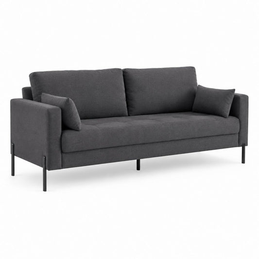 Canapé 2 places gris anthracite en polyester avec pieds en acier 180 x 82 x 84 cm