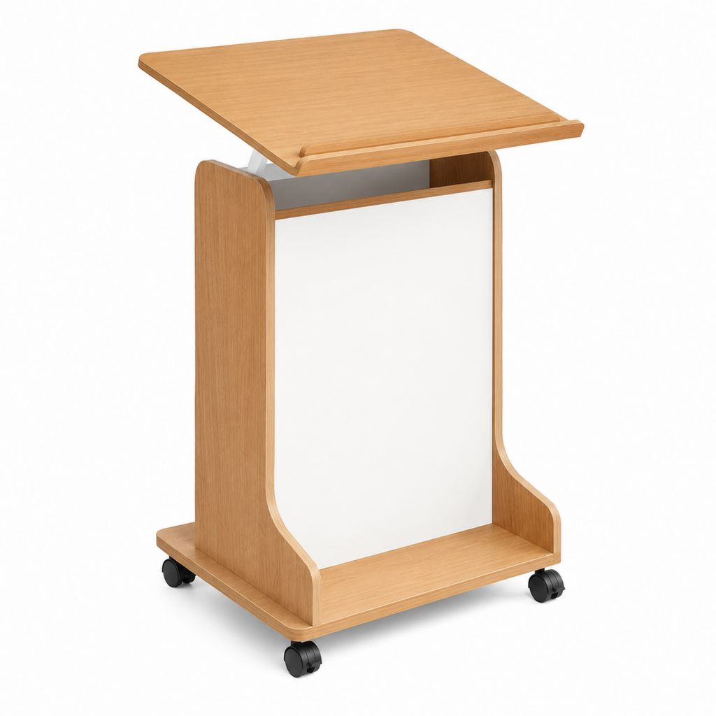 Bureau roulant inclinable chêne clair en MDF 60 x 40 x 110 cm